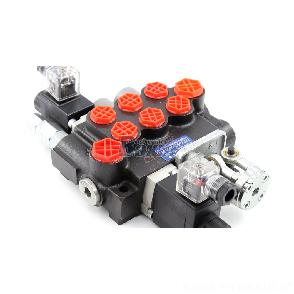 Industrial Hydraulic Valves: P40 Series, 3 Spool Monoblock with Solenoid & Joystick detail image